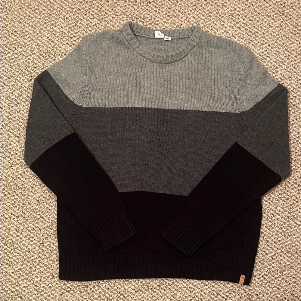 tentree Men's Colorblock Crewneck Sweater - Gray and Black